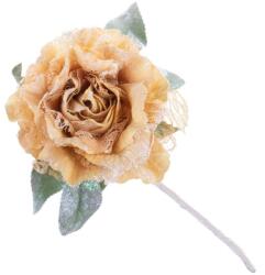 MagicHome virág, bazsarózsa levéllel, arany, szár, virágméret: 12 cm, virághossz: 23 cm, csomag. 6 db/csomag (ST8090527)