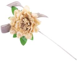 MagicHome virág, bazsarózsa szalaggal, okker, szár, virágméret: 17 cm, virághossz: 37 cm, 6db/csomag (ST8090553)