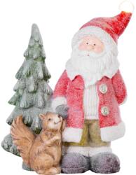 MagicHome MagicHome karácsonyi dekoráció, Mikulás mókussal és karácsonyfával, 1 LED, 2x AAA, kerámia, 35, 5 x 2 (ST8090955)