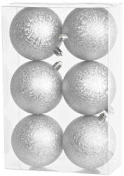 MagicHome MagicHome karácsonyi gömbök, 6 db, ezüst, karácsonyfára, 8 cm (ST8091504)