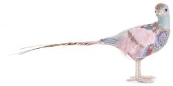 MagicHome MagicHome karácsonyi dekoráció, Pelyhes fácán, kék, 50 x 10 x 25 cm (ST8091168)