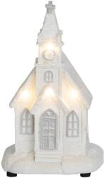 MagicHome MagicHome karácsonyi dekoráció, Fehér templom, 4 LED meleg fehér, 2x AAA, belső, 10 x 9 x 17 cm, ter (ST8090812)