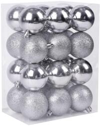 MagicHome MagicHome karácsonyi gömbök, 24 db, ezüst, mix, karácsonyfára, 6 cm (ST2171338)