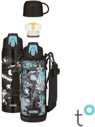 Thermos Active termosz - cserélhető kupakokkal, tokkal - fekete - 1000 ml