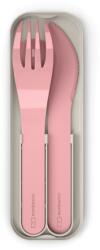 monbento Pocket műanyag evőeszköz készlet tokkal - pink Blush