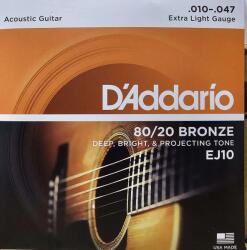 D'Addario EJ10 80/20 Bronze - Set Corzi Chitara Acustica 10-47 (EJ10)
