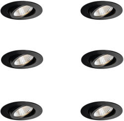 QAZQA Professional 6 darabos fekete süllyesztett spotlámpa készlet 6, 8 cm LED-del 750 lm szabályozható IP23 - Gaius (109570)