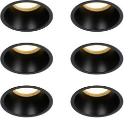 QAZQA 6 db fekete GU10 beépíthető spotlámpa szett 70 mm IP44 - Dept (109317)