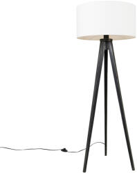 QAZQA Állólámpa állvány fekete árnyékolóval fehér 50 cm - Tripod Classic (104104)