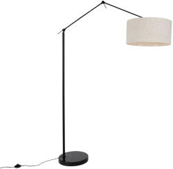 QAZQA Állólámpa fekete világos szürke árnyékolóval, 50 cm állítható - Editor (106505)