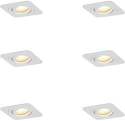 QAZQA 6 darabos, lekerekített, süllyesztett spotlámpa szett, fehér, GU10 50mm, forgatható és dönthető, IP44 - Alberto (109786)