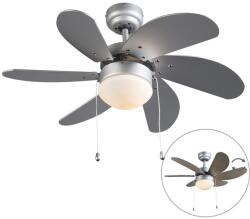 QAZQA Mennyezeti ventilátor acélból, famintával, 80 cm, húzókapcsolóval - Fresh (92642)