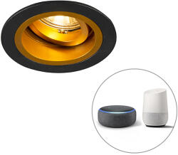 QAZQA Okos beépített reflektor fekete arannyal, dönthető, Wi-Fi-vel, GU10 - Chuck (104634)