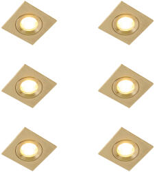 QAZQA 6 darabos modern, négyzet alakú, süllyesztett spotlámpa szett arany színben IP44 - Xena (109910)
