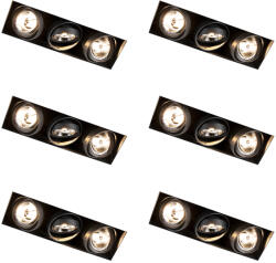 QAZQA 6 darabos süllyesztett spotlámpa készlet fekete GU10 AR70 keret nélküli 3-lámpás - Oneon (109881)