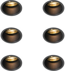 QAZQA 6 darabos modern, süllyesztett spotlámpa szett fekete és arany színben, forgatható és dönthető - Alloy (109788)