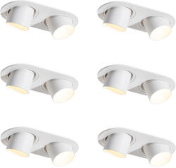 QAZQA 6 darabos fehér süllyesztett spotlámpa készlet GU10 35mm dönthető 2-lámpás - Installa (109588)