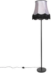 QAZQA Klasszikus állólámpa fekete Granny B árnyékolóval szürke - Simplo (102134)
