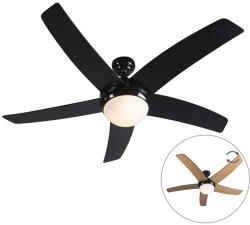 QAZQA Mennyezeti ventilátor fekete fa mintával 132 cm távirányítóval - Cool (92650)