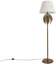QAZQA Állólámpa arany 145 cm redőzött árnyékolóval fehér 45 cm - Botanica (103628)