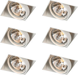 QAZQA 6 darabos süllyesztett spotlámpa szett fehér AR111 forgatható és dönthető keret nélküli - Oneon (109865)