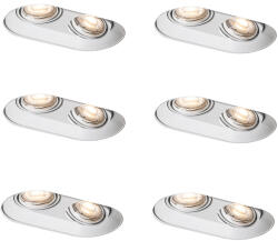 QAZQA 6 darabos, lekerekített, süllyesztett spotlámpa készlet fehér GU10 50mm 2-lámpás - Hubs (109842)