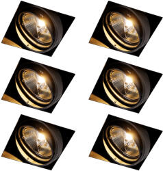 QAZQA 6 darabos süllyesztett spotlámpa készlet fekete GU10 AR111 keret nélküli - Oneon (109869)