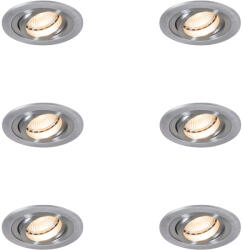 QAZQA 6 darabos Modern Süllyesztett Spotlámpa Szett Acél - Rondoo (109895)