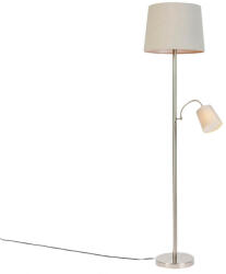 QAZQA Okos állólámpa acélból szürke árnyékolóval, Wifi A60 és E14 - Retro (106270)