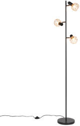 QAZQA Állólámpa fekete rézzel 3-lámpás - Mesh (98910)
