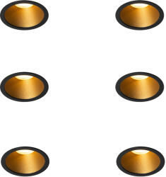QAZQA Set van 6 moderne inbouwspots zwart met goud GU10 35mm IP44 - Dept (109609)