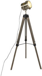 QAZQA Ipari állólámpa háromlábú fa állvánnyal és stúdió spottal - Braha (96595)