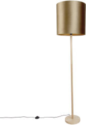QAZQA Fa állólámpa bronz bársonyernyővel 40 cm - Mels (109206)
