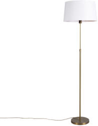 QAZQA Állólámpa bronz színű vászon árnyékolóval, fehér, 45 cm állítható - Parte (93204)