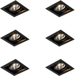 QAZQA 6 db Modern süllyesztett foltfekete, 18 cm állítható - Artemis 111 (109790)