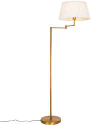 QAZQA Állólámpa bronz fehér redős árnyékolóval és állítható karral - Ladas Deluxe (106396)