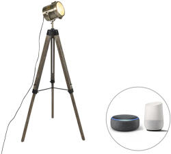 QAZQA Okos állólámpa állványon fa, stúdió spotlámpával, Wifi-vel B35 - Braha (106190)