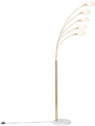 QAZQA Design állólámpa sárgarézzel és opál üveggel 5-lámpás - Sixties Marmo (104443)