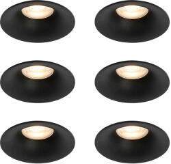 QAZQA 6 db fekete GU10 beépíthető spotlámpa szett 50 mm - Gijs (109331)