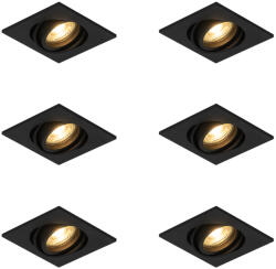 QAZQA 6 darabos modern, állítható, fekete süllyesztett spotlámpa készlet - Club (109822)