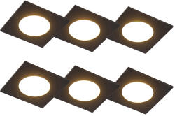 QAZQA 6 db-os beépített spotlámpa készlet fekete LED-del, 3 fokozatú fényerőszabályzóval, IP65 - Simply (104389)