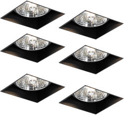 QAZQA 6 db fekete GU10 süllyesztett spotlámpa szett 70 mm-es, szegély nélküli - Oneon (109309)