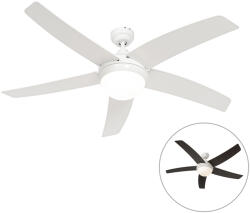 QAZQA Okos mennyezeti ventilátor fehér fa mintával 132 cm LED-del, fényerőszabályzóval és távirányítóval - Cool (107757)