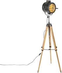 QAZQA Háromlábú állólámpa fekete fával - Radient (105924)