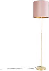 QAZQA Állólámpa arany/bronz rózsaszín bársony búrával 40/40 cm - Parte (98551)