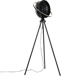 QAZQA Álló ventilátor állványon fekete, LED-del, 3 fokozatú fényerő-szabályozóval és állítható - Marleen (105224)