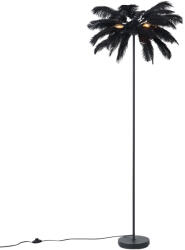 QAZQA Art Deco állólámpa fekete, fekete tollakkal - Peahen (109479)