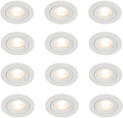 QAZQA 12 db-os beépíthető spotlámpa szett fehér kerek GU10 50 mm IP44 - Xena (109336)