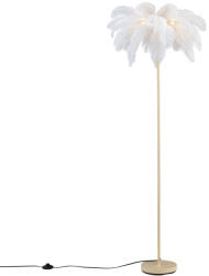 QAZQA Art Deco bézs állólámpa fehér tollakkal - Peahen (109478)
