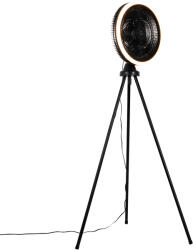 QAZQA Talp nélküli álló ventilátor fekete LED-del, 3 fokozatban szabályozható - Meric (105223)